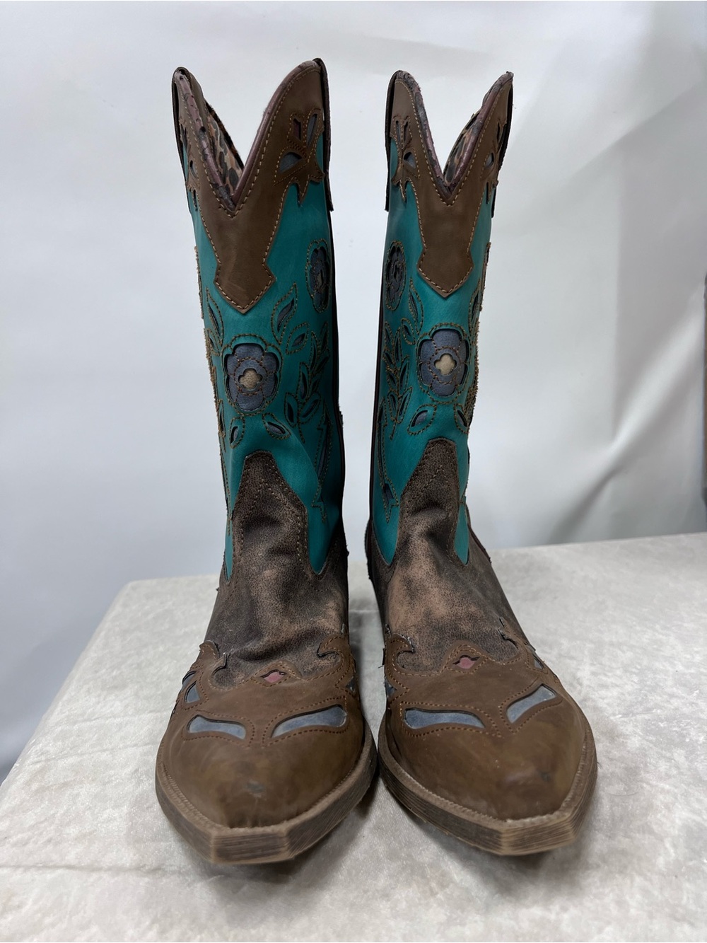 Floral Western Cowboy Boots 9M rodeo festival Cowgirl distressed - Picture 8 of 12